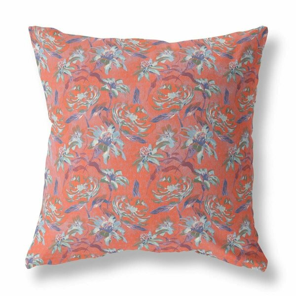 Palacedesigns 18 in. Orange Roses Indoor & Outdoor Throw Pillow PA3107058